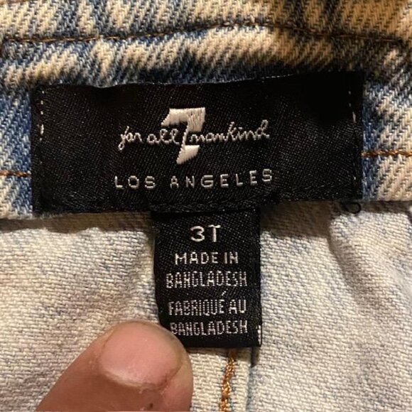 7 For All Mankind Blue Acid Wash Girls Denim Shortalls Romper Size 3T - Picture 3 of 4